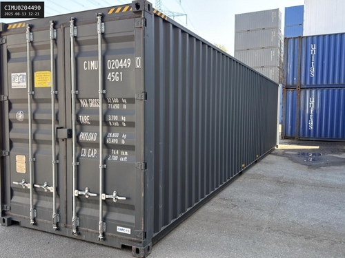 12m (40ft) High Cube Shipping Container - 2025 One-Trip Unit (RAL 7012 Basalt Gray) | SA Depot