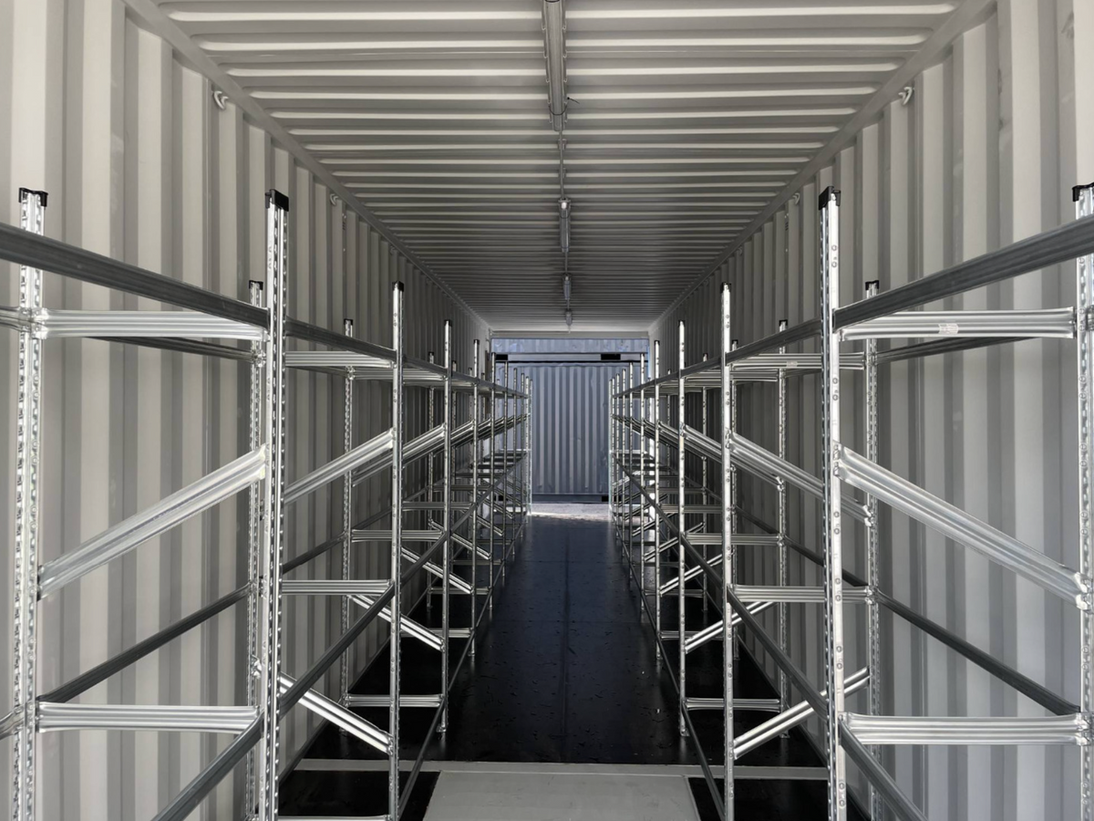 12m (40ft) High Cube Shipping Container - Double Door Unit with Tire Racking & Lighting | SA Depot 1