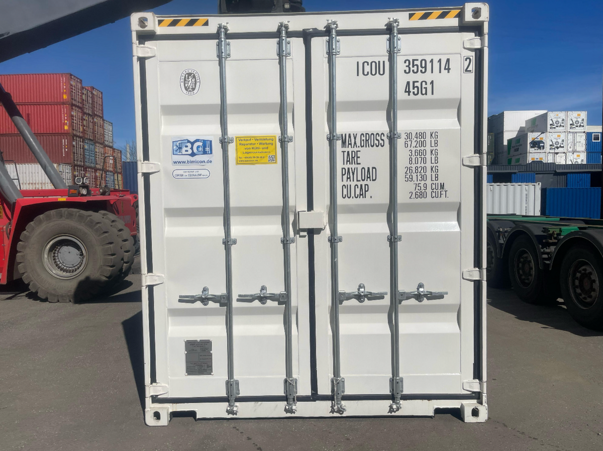 12m (40ft) High Cube Shipping Container - New One-Trip Double Door Unit (RAL 9010 Pure White) | SA Depot 2