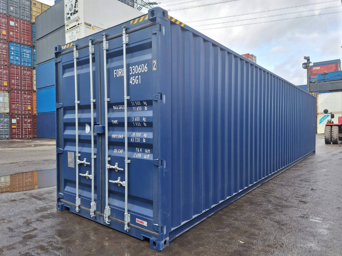 12m (40ft) High Cube Shipping Container - New One-Trip Storage Unit (RAL 5013 Cobalt Blue) | SA Depot