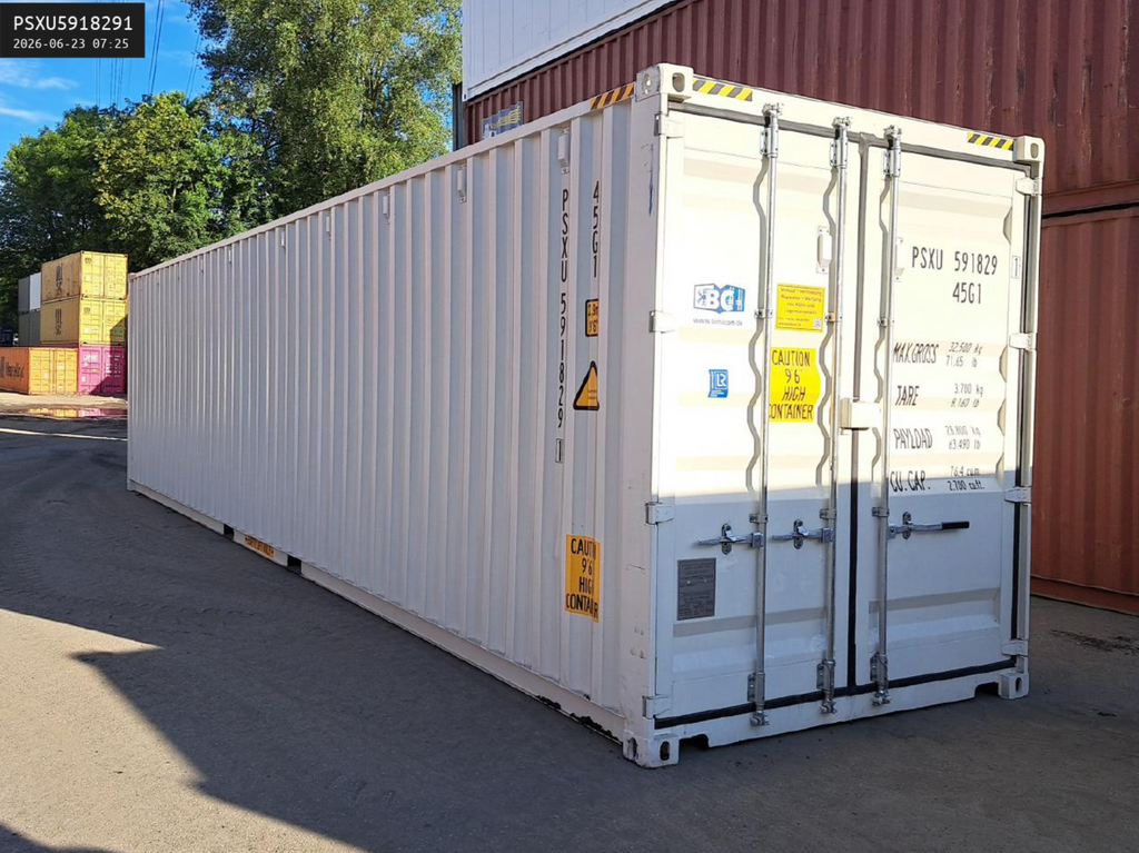 12m (40ft) High Cube Shipping Container - New One-Trip Storage Unit (RAL 9010 Pure White) | SA Depot
