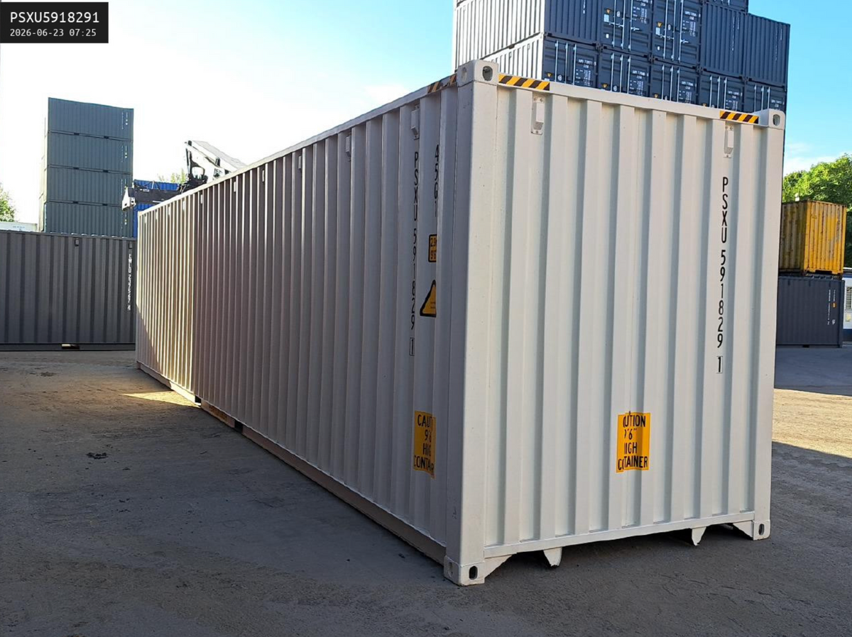 12m (40ft) High Cube Shipping Container - New One-Trip Storage Unit (RAL 9010 Pure White) | SA Depot 1