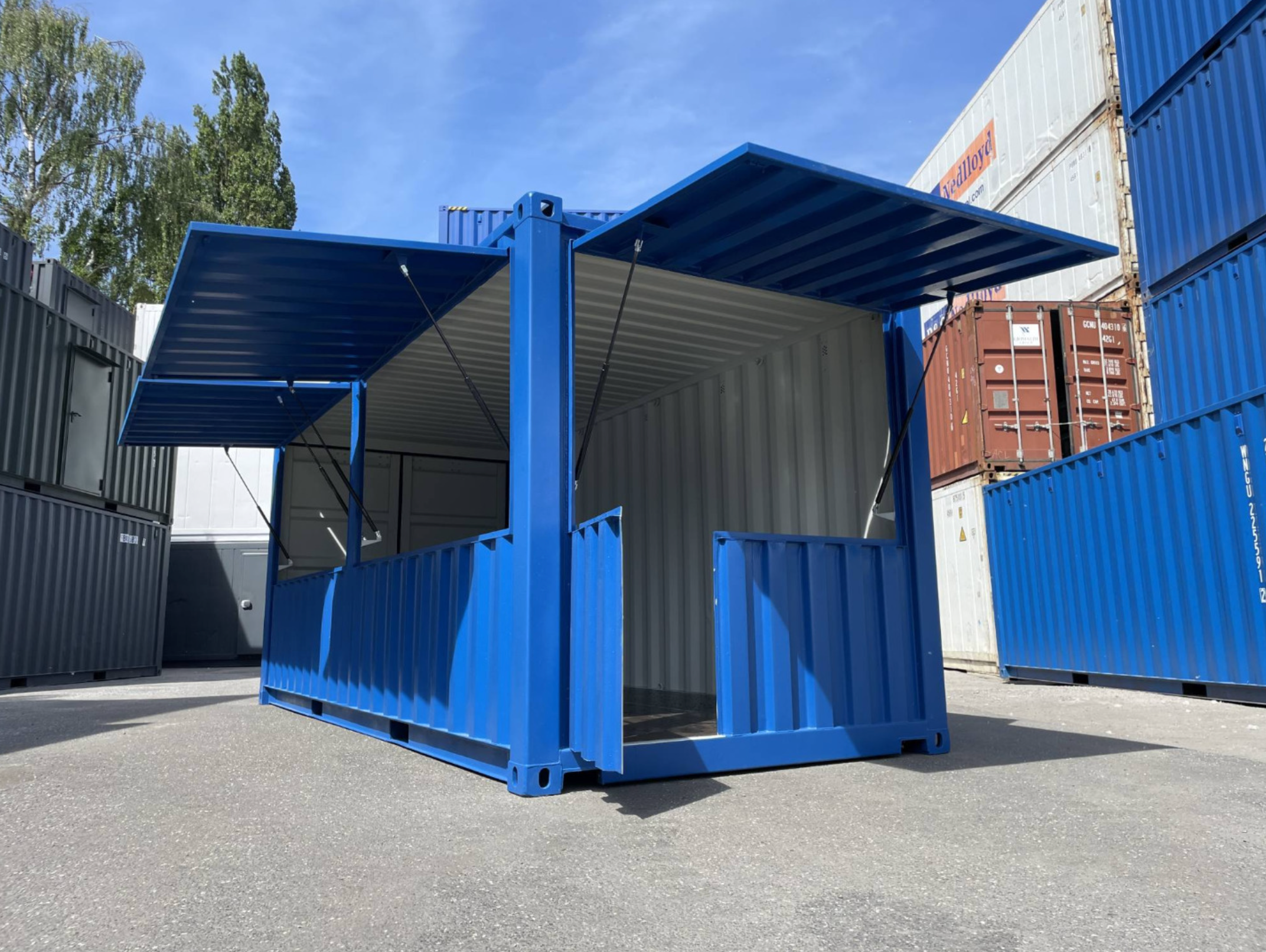 6m (20ft) Bar Shipping Container - New Event & Catering Trade Fair Unit (RAL 5010 Gentian Blue) 