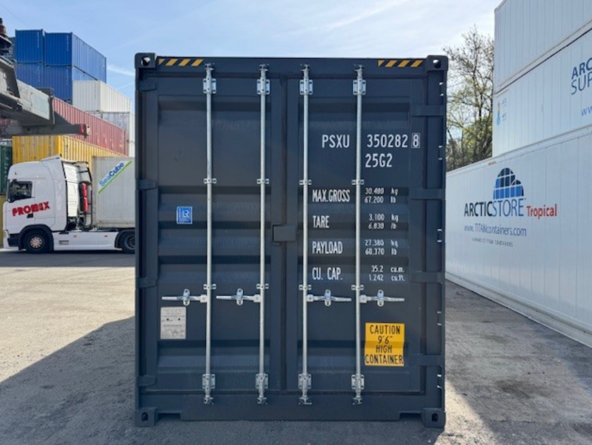 6m (20ft) High Cube Open-Side Shipping Container - One-Trip Used Storage Unit (RAL 7016 Anthracite Gray) 