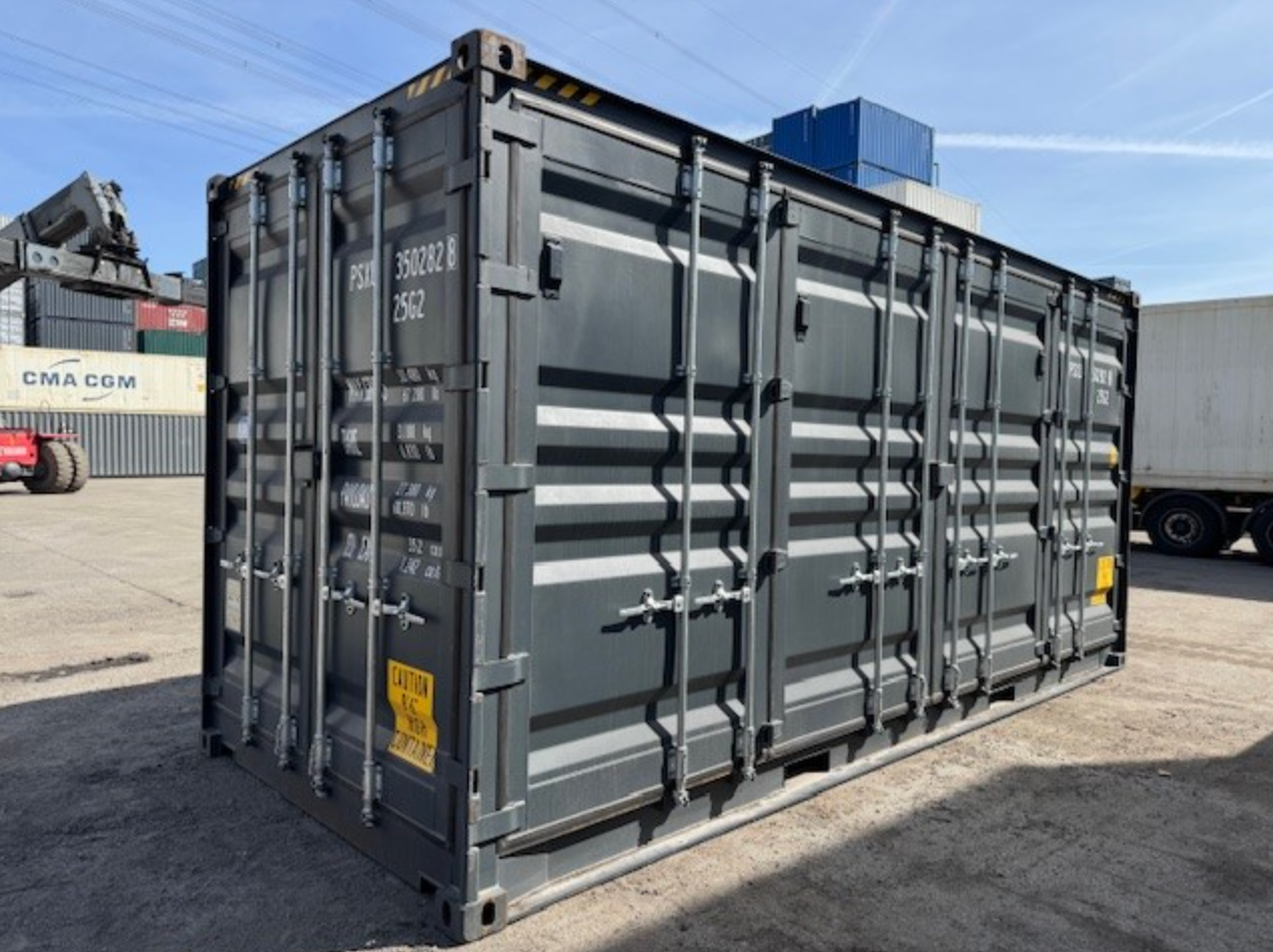 6m (20ft) High Cube Open-Side Shipping Container - One-Trip Used Storage Unit (RAL 7016 Anthracite Gray) | SA Depot