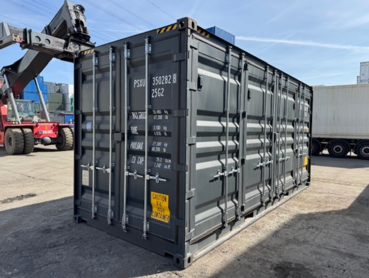 6m (20ft) High Cube Open-Side Shipping Container - One-Trip Used Storage Unit (RAL 7016 Anthracite Gray) for ale
