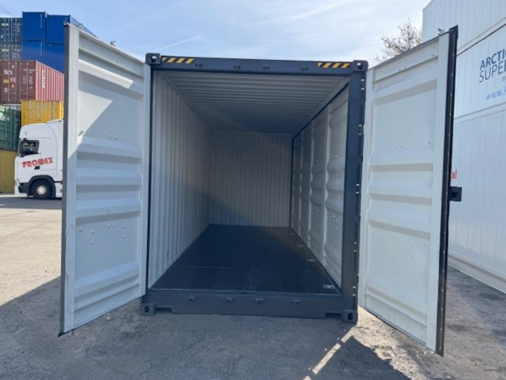 6m (20ft) High Cube Open-Side Shipping Container - One-Trip Used Storage Unit (RAL 7016 Anthracite Gray) for sale near me