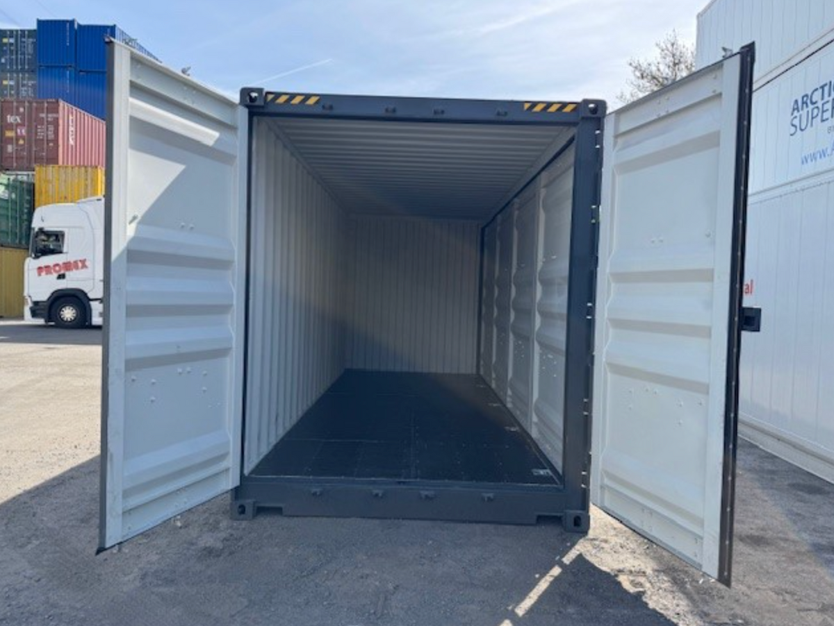 6m (20ft) High Cube Open-Side Shipping Container - One-Trip Used Storage Unit (RAL 7016 Anthracite Gray) for sale near me