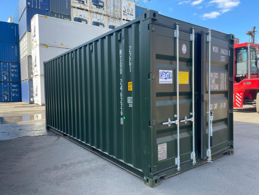 6m (20ft) Shipping Container - One-Trip Used Storage Unit (RAL 6007 Bottle Green) | SA