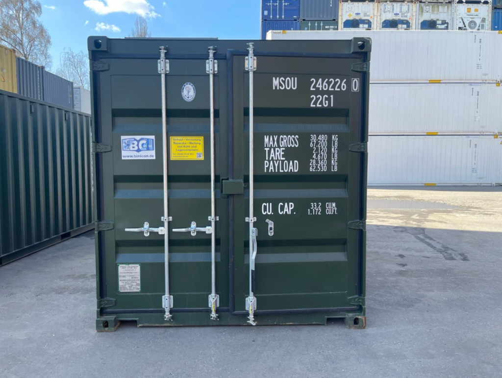 6m (20ft) Shipping Container - One-Trip Used Storage Unit (RAL 6007 Bottle Green) | SA 02