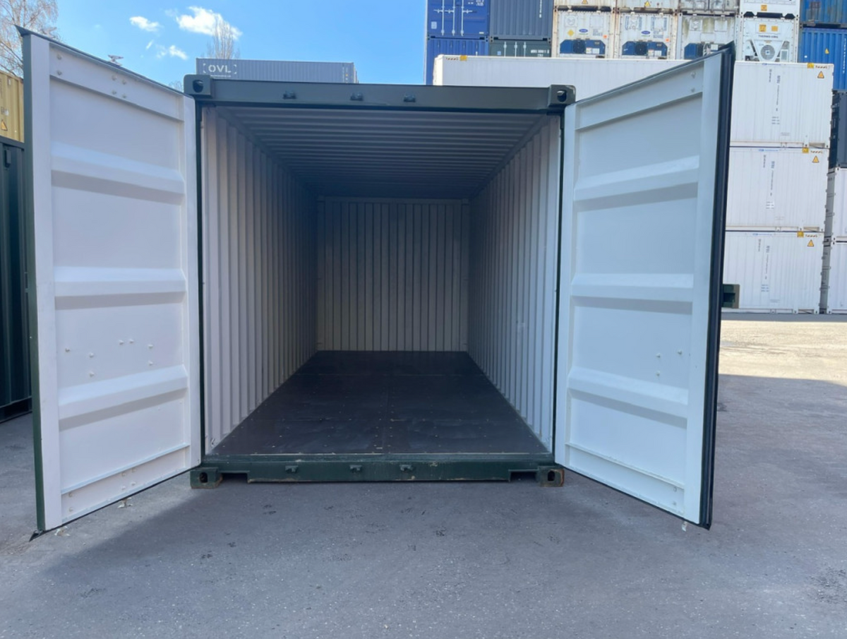 6m (20ft) Shipping Container - One-Trip Used Storage Unit (RAL 6007 Bottle Green) | SA 03