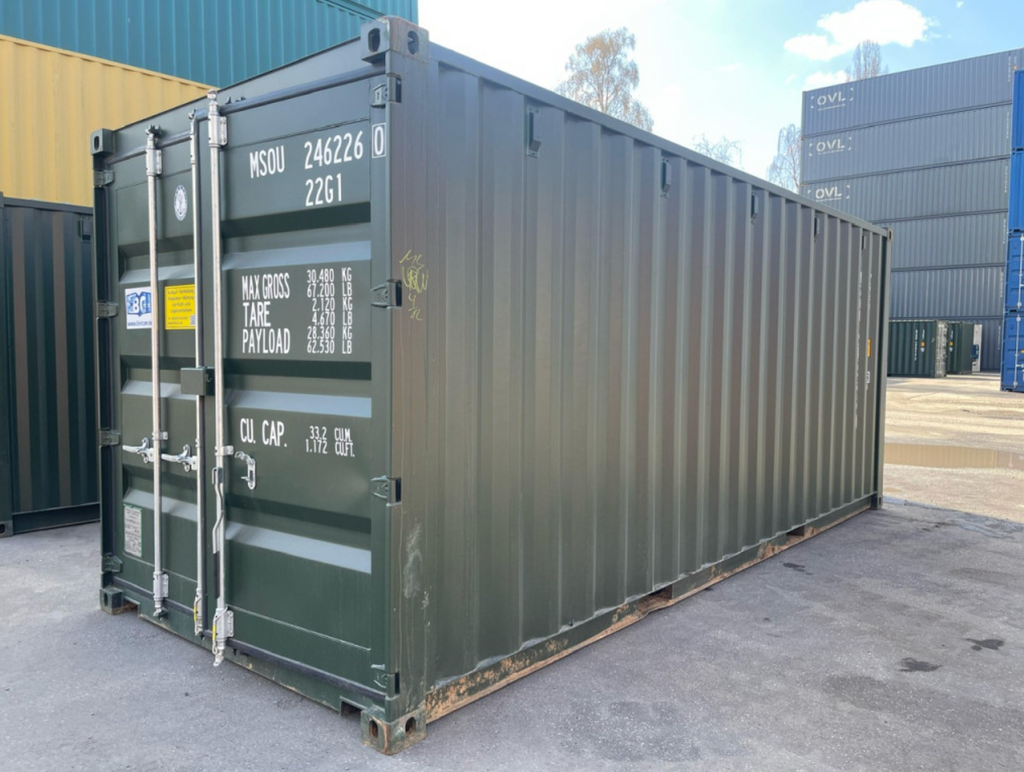 6m (20ft) Shipping Container - One-Trip Used Storage Unit (RAL 6007 Bottle Green) | SA Depot