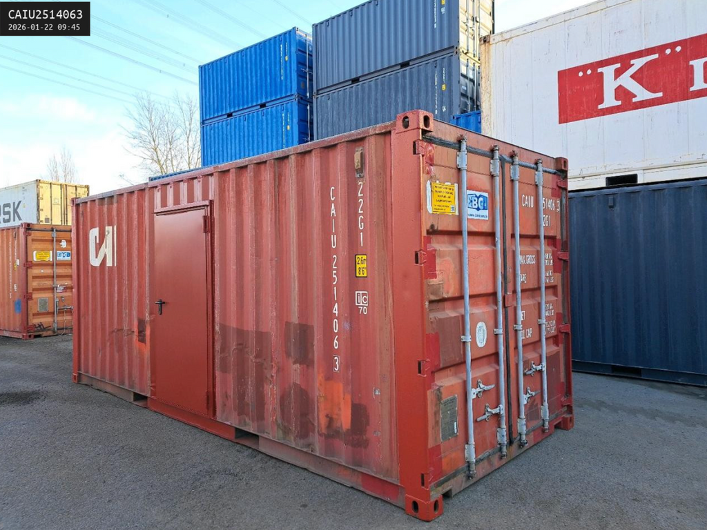 6m (20ft) Shipping Container - Storage Unit with Pre-Installed Side Personnel Door sa