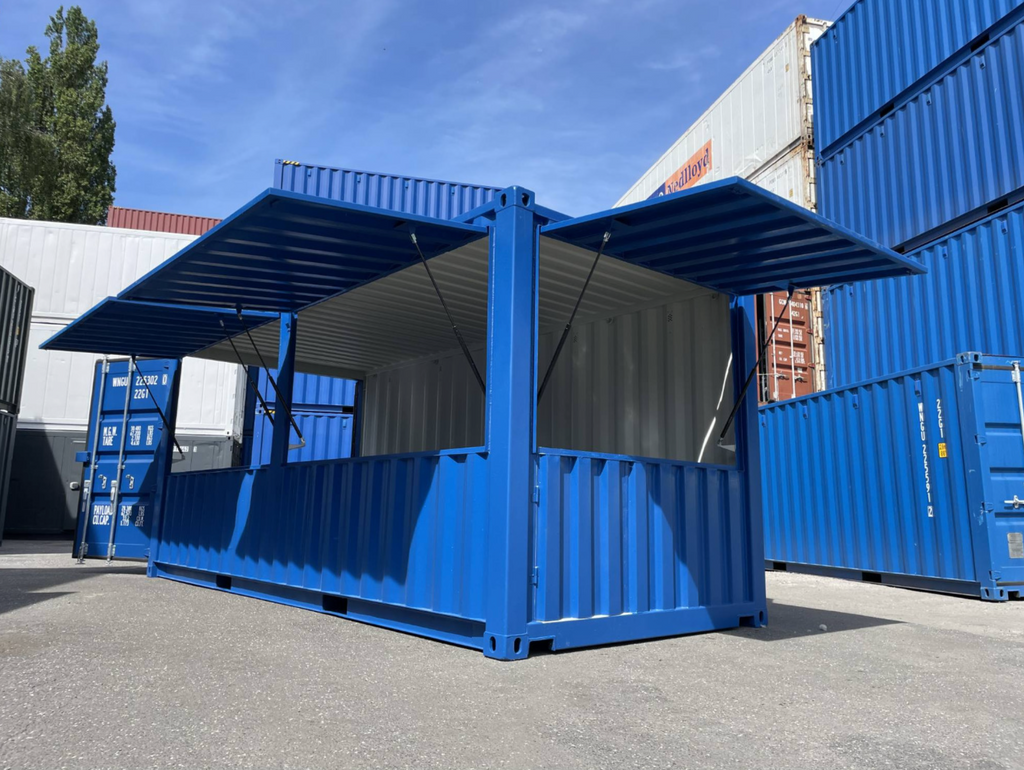 6m (20ft) Bar Shipping Container - New Event &amp; Catering Trade Fair Unit (RAL 5010 Gentian Blue)