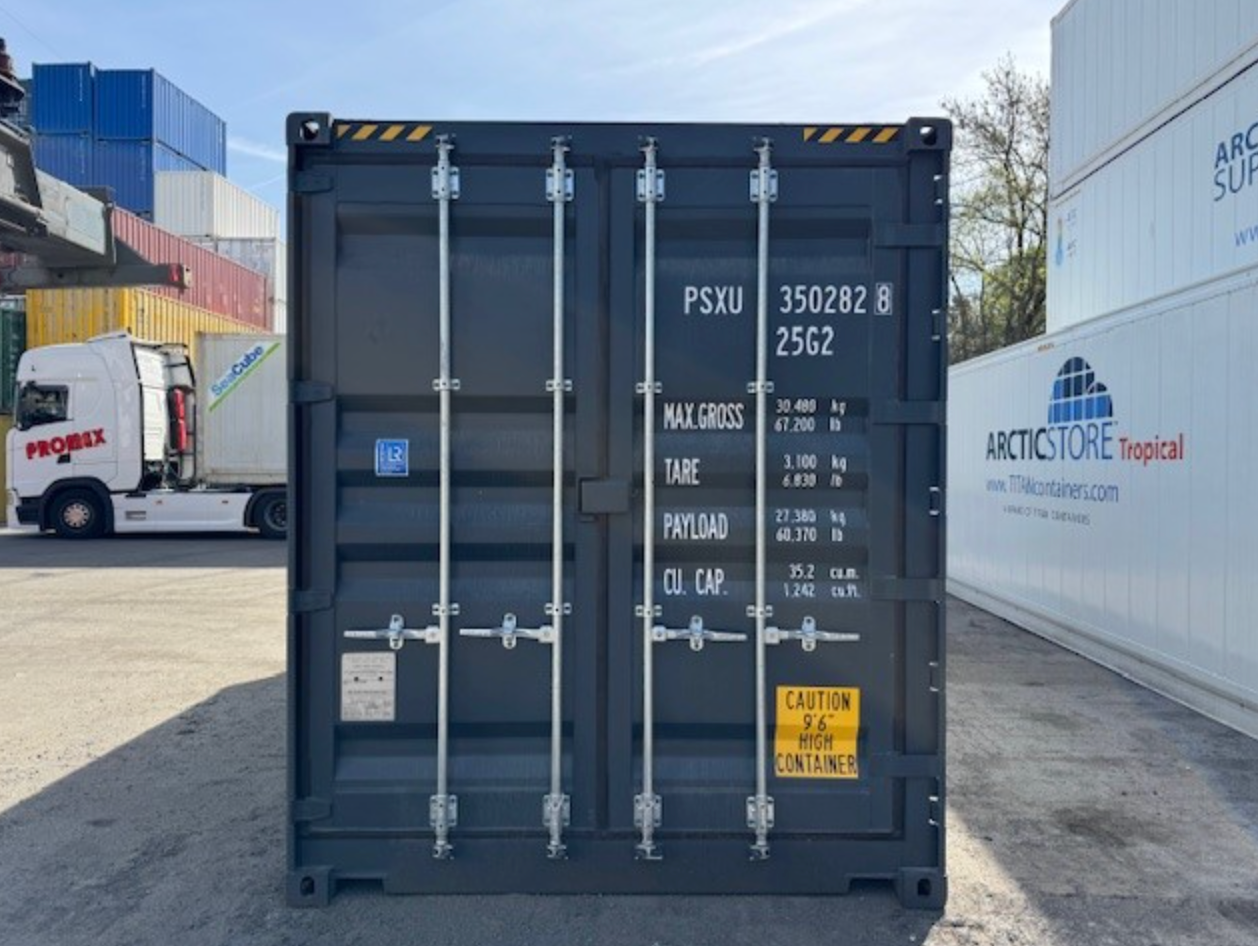 6m (20ft) High Cube Open-Side Shipping Container - One-Trip Used Storage Unit (RAL 7016 Anthracite Gray)