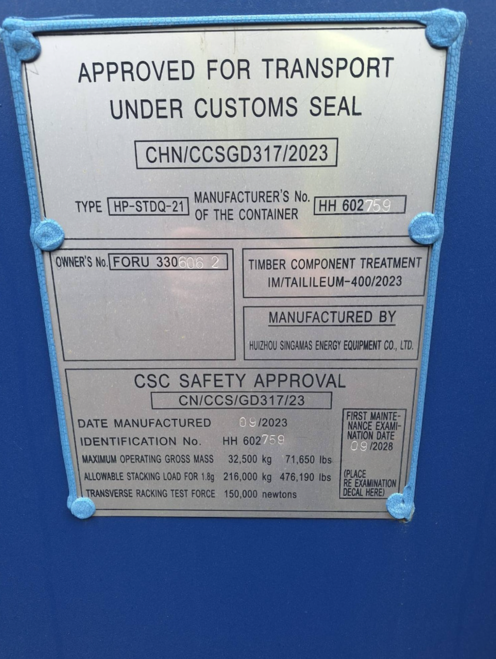 12m (40ft) High Cube Shipping Container - New One-Trip Storage Unit (RAL 5013 Cobalt Blue) | SA Depot