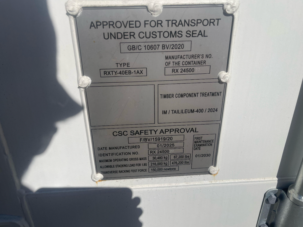 12m (40ft) High Cube Shipping Container - New One-Trip Double Door Unit (RAL 9010 Pure White) | SA Depot