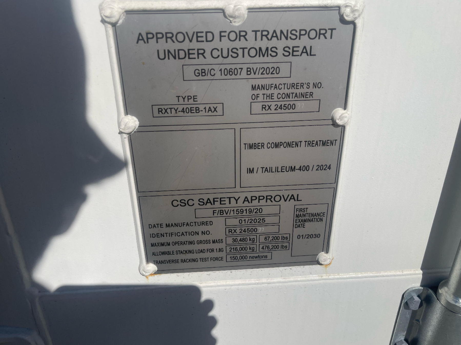12m (40ft) High Cube Shipping Container - New One-Trip Double Door Unit (RAL 9010 Pure White) | SA Depot
